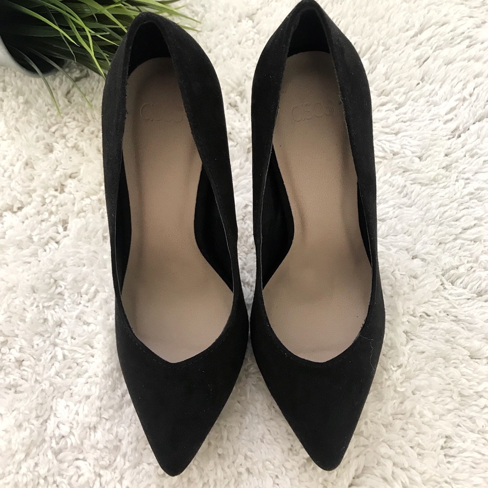 ASOS Classic Black Suede High Heel Pump pointy toe